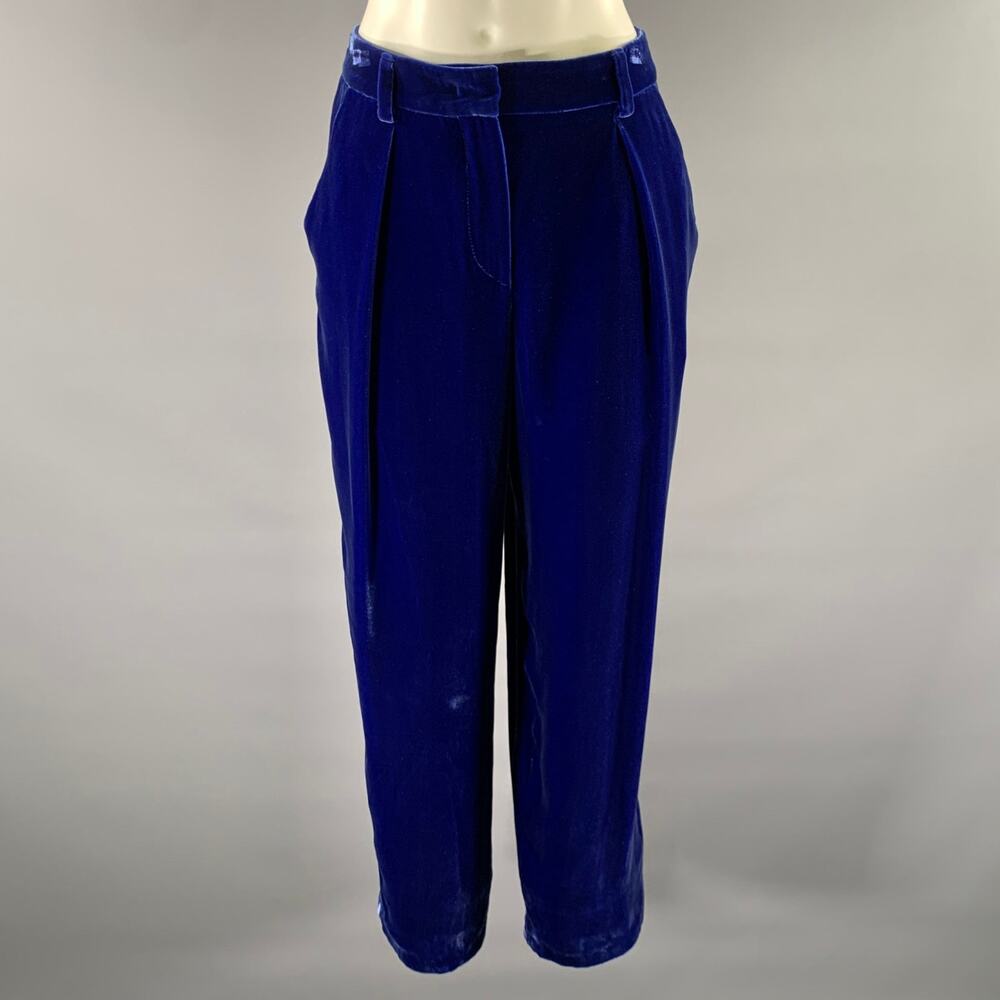 GIORGIO ARMANI Size 6 Blue Velvet Viscose Silk Pants